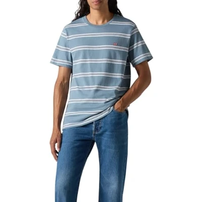 Image of Levi&#039;s Men&#039;s Ss Original Housemark Tee Shirt, Rowan Stripe STEAM B, S