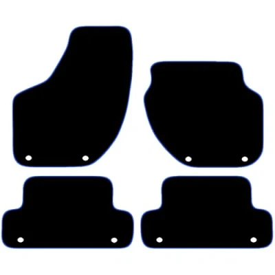 Image of Carsio Carpet Car Mats For Volvo V40 2015+ Onwards 4 Piece Set Tailored Fit Floor Mat Complete Accessory Black Custom Fitted All Weather, Anti Slip Backing &amp; Blue Trim