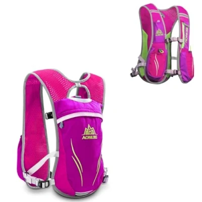 Image of AONIJIE Professional 5.5L Outdoors Mochilas Trail Marathoner Running Race Hydration Vest Pack Backpack (Pink, One Size)