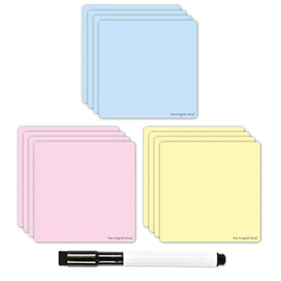 Image of The Magnet Shop Magnetic Sticky Notes, Neon Coloured Dry Wipe Reusable Labels and Erase Marker Pen. Re usable Post Notes. Great for Agile, Scrum, Kanban or Lean. (Pastel, 95mm x 95mm)