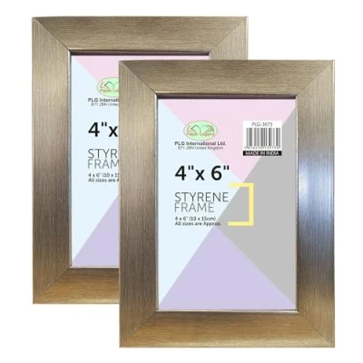 Image of (Pack of 2) 4x6&quot; Silver Photo Frame, Wall Mount or Table Top, Picture Freestanding and Mountable