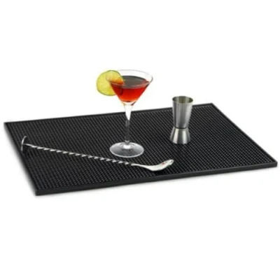 Image of bar@drinkstuff Service Bar Mat 12 x 18inch Black Rubber Drip Mat, Mats,