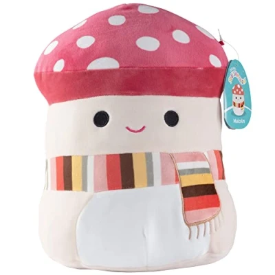 Image of Squishmallows 10&quot; Malcolm The Mushroom with Scarf Official Kellytoy Plush Cute and Soft Stuffed Animal Toy Great Gift for Kids Ages 2+