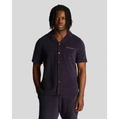 Image of Lyle &amp; Scott Mens Towelling Resort Shirt in Navy Size X Large