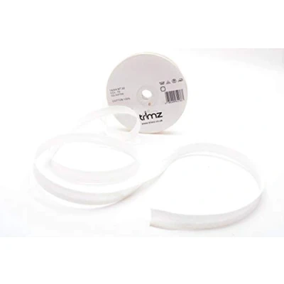 Image of Inastri 14/ 4/ 4 mm Cotton Bias Binding, White (Bridal White) 73