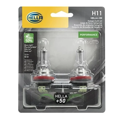Image of HELLA H11P50TB Twin Blister +50 Performance Bulb, 12V, 55W, 2 Count (Pack of 1)