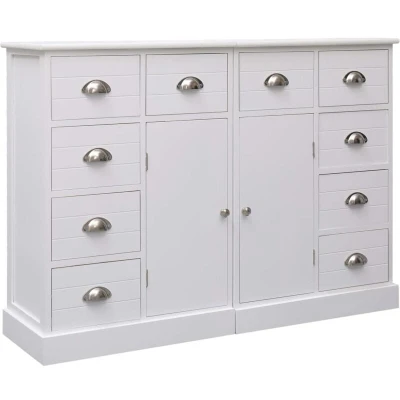 Image of vidaXL Sideboard with 10 Drawers White 113x30x79 cm Wood