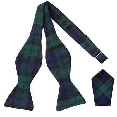 Image of Black Watch Tartan Self Tie Bow &amp; Hanky Set