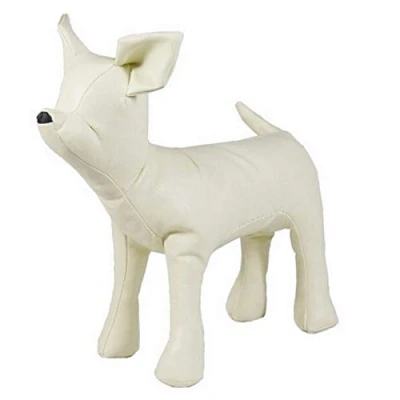 Image of Lopbinte Leather Dog Mannequins Standing Position Models Toys Pet Animal Shop Display Mannequin White S
