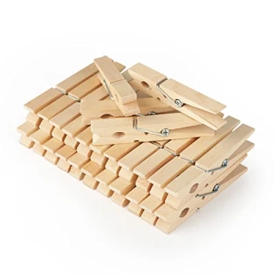Image of jijAcraft Wooden Pegs, Clothes Pegs for Washing Line Pack of 100, 7.2CM Strong Laundry Arts and DIY Crafts, Outdoor, Indoor