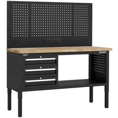 Image of Sealey APMWB60COMBO1W Superline PRO Modular Workbench with 3 Drawers Wooden Worktop 1525mm