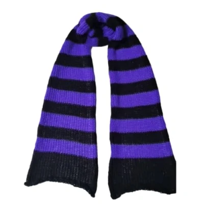 Image of Harajuku Style Stripe Neck Scarf for Women Men Soft Warmer Gothic Knit Warm Winter Autumn Fashion Neckwear