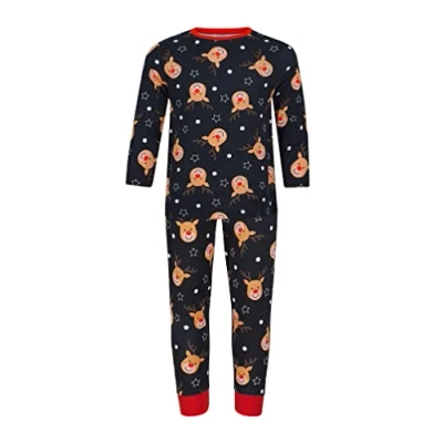Image of Tokyo Laundry Boy&#039;s Rudolph Repeat Motif 2PC Lounge Pyjama Set in Navy Merry Christmas Kids (4 12yrs) 7 8 Years