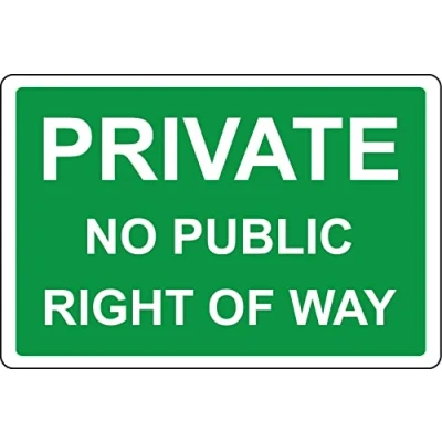 Image of Private no public right of way sign 1mm Plastic (200mm x 150mm)