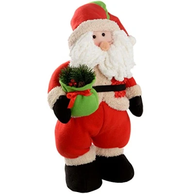 Image of WeRChristmas Standing Santa with Gift Bag Christmas Decoration 42 cm, Multi Colour