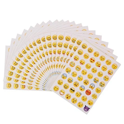 Image of Smile Stickers 40 Sheets Emoticon Sticker Small Yellow Laughing for Wall Mobile Laptop Party Decoration and as Reward Children