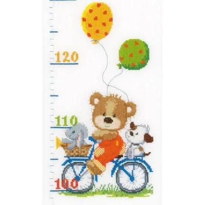 Image of Vervaco Counted Cross Stitch Kit: Height Chart: Playful Bear, NA, 18 x 70cm