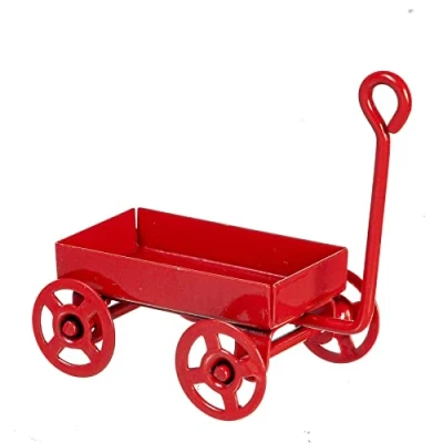 Image of Melody Jane Dolls House Red Wagon Trolley Cart Miniature Garden Beach Accessory 1:12 Scale