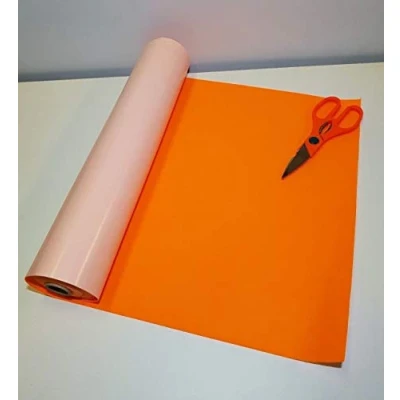 Image of 1 mtr x 450mm Wide roll of Flourescent Orange Sticky Back SELF Adhesive Felt/Baize
