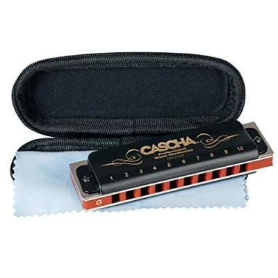 Image of Cascha harmonica G Major beginners and advanced 10 hole diatonic excellent sound perfect storage maintenance with blues softcase cleaning cloth