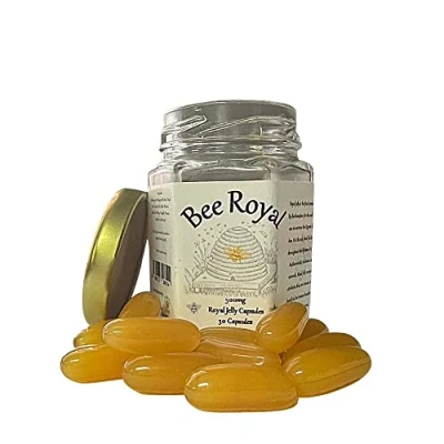 Image of Bee Royal 500mg fresh Jelly capsules 30 of 100% Queen&#039;s NOT freeze dried extract supports immune system, energy management, reduces tiredness &amp; fatigue, fertility