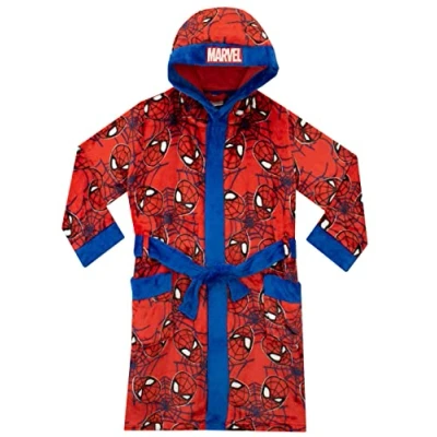 Image of Spiderman Boys Spider Man Dressing Gown , Multicoloured, 5 6 Years