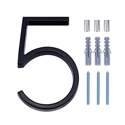 Image of LUTER 5 Inch Numery Adresu Domu Srebrne Uliczne PAmerywaj¬ce Domów Skrzynek Pocztowych Drzwi Dla Numeru (5, Black)