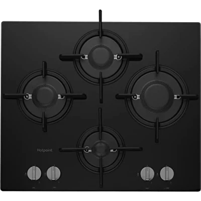 Image of Hotpoint 60cm Gas on Glass 4 Burner Hob Black