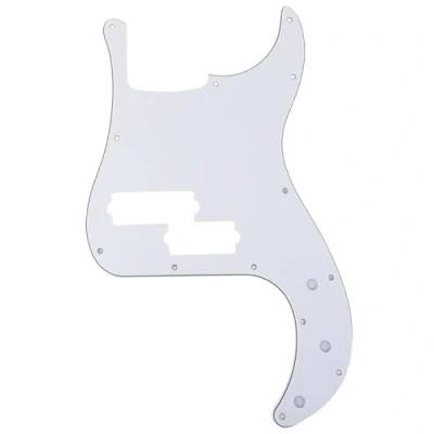 Image of Musiclily Pro 5 String 13 Hole Contemporary P Bass Pickguard for Fender Mexican Precision Bass, 3Ply White