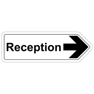 Image of V Safety Shaped Sign Reception Arrow Right 450X150 1MM Rigid Plastic