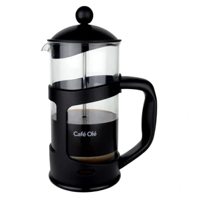 Image of Café Olé 8 Cup Everyday Black Plastic Cafetiere, Rust Resistant Stainless Steel Filter, Insulated Frame, Dishwasher Safe, French Press