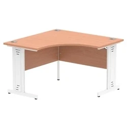 Image of Impulse 1200mm Corner Desk Beech Top White Cable Managed Leg