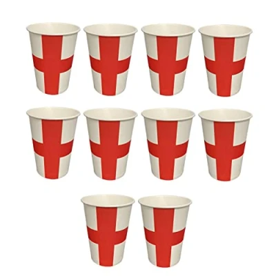 Image of SHATCHI 20Pcs England Paper Cup St George Party Supplies for Sporting Events Pub Football World Celebrations