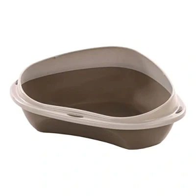 Image of SADIO Open Cat Litter Tray Corner Taupe S 49.5 x 39.5 17 cm
