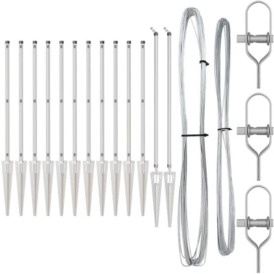 Image of vidaXL Fence Posts with Spike 13 pcs Ø32 mm 60 cm Galvanised Steel