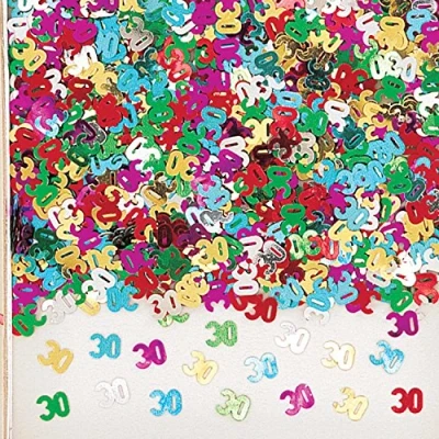 Image of Amscan 9900461 Multi Colour Metallic Number 30 Foil Confetti 1 Pack