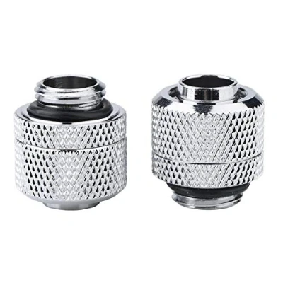 Image of ASHATA 2Pcs G1/4 Water Cooling Adapter, Thread Brass Fitting Adapter Flexible Tube Connector for Computer System Silver