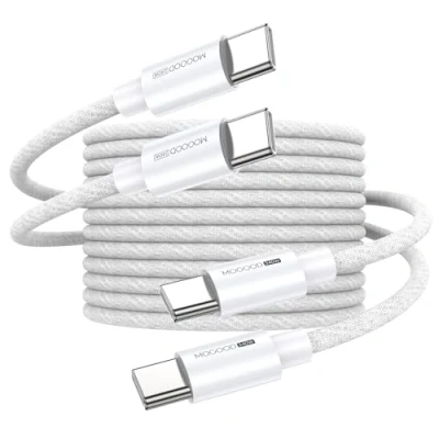 Image of MOGOOD 240W USB C to Cable 2M Charger Fast Charging, Type Charging for iPhone 15/Pro/Plus/Pro Max, MacBook, iPad Pro/Air/Mini, Samsung S23/S22 (2 Pack/White)