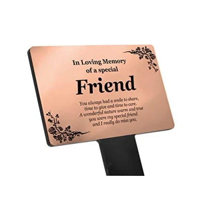 Image of Special Friend Memorial Remembrance Plaque Stake Gold/Silver/Copper Waterproof, Outdoor, Grave Marker, Tribute, Plant Marker (Copper)