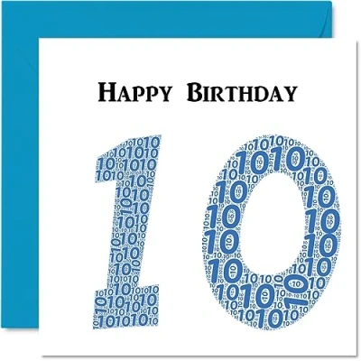 Image of Fun 10th Birthday Cards for Boys Shapecloud Happy Card Son Daughter Brother Sister Grandson Granddaughter Niece Nephew Cousin, 145mm x Greeting Cards,