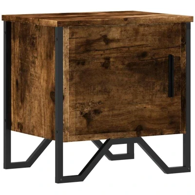 Image of vidaXL Nightstand Bedside Cabinet/Side Table Smoked Oak Engineered Wood Bedroom 40x30x40 cm