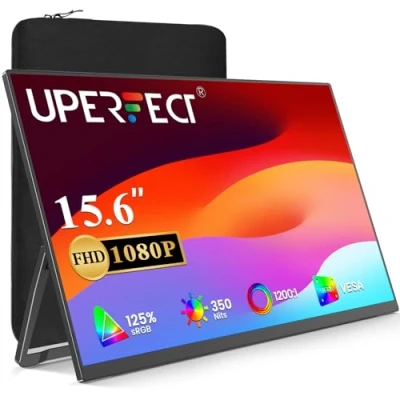 Image of UPERFECT Portable Monitor, 15.6&quot; FHD 1080P IPS Laptop Ultra Slim Travel Small USB C Second Screen, Plug &amp; Play Gaming Monitor Mini HDMI Type for Laptop/PC/Phone, VESA Kickstand