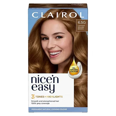 Image of Clairol Nice&#039;n Easy Crème, Natural Looking Oil Infused Permanent Hair Dye, 6.5G Lightest Golden Brown