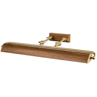 Image of Winchfield 4 Light Large Picture Aged Brass &amp; Oak Effect
