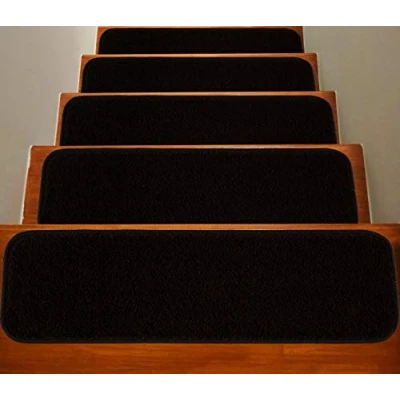 Image of Soft Plain Carpet Stair Treads NON SLIP MACHINE WASHABLE Mats/Rugs, 22x67cm, 11mm Thickness (Brown, 13)