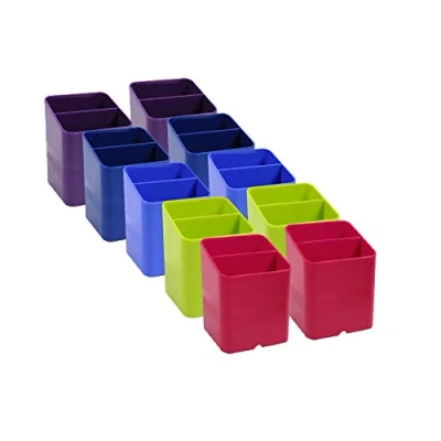 Image of Exacompta Ref 67798D Iderama Collection Pen Cube Pot 74 x 93mm in Size, Space Saving Design, 2 Sections for Desk Organisation Assorted Colours (Pack of 10)