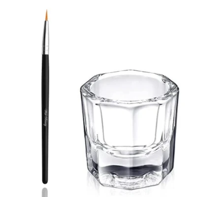 Image of Glamified, glam Crystal Clear Acrylic Liquid Powder Glass Dappen Dish Cup Tint Lash Brush + Mixing Eyelash Eyebrow Tinting (Tint Dish)