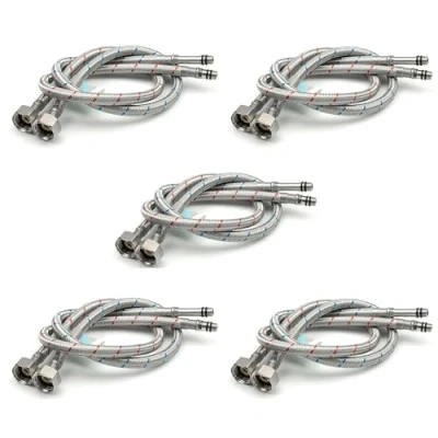 Image of Xcel Home 10x M10 x1/2 Flexible Tap Connectors (600mm) 10 Lengths 5 Pairs of BSP Kitchen/Basin Monobloc Mixer Flexi Pipe Tails Braided Stainless Steel