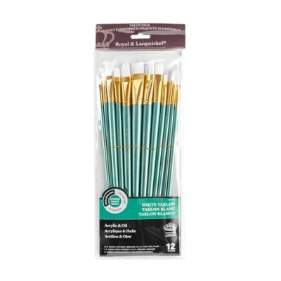 Image of Royal and Langnickel RSET 9316 Long Handle Taklon Variety Brush Set Medium White (Pack of 12)