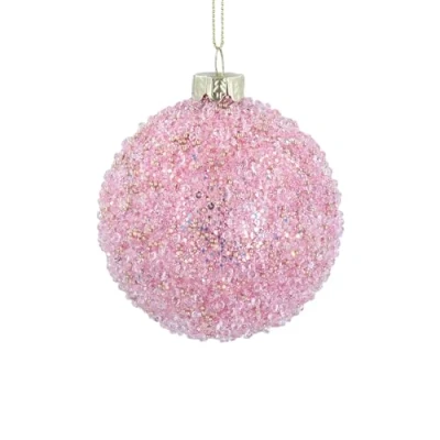 Image of Gisela Graham Crushed Pink Glass Bauble